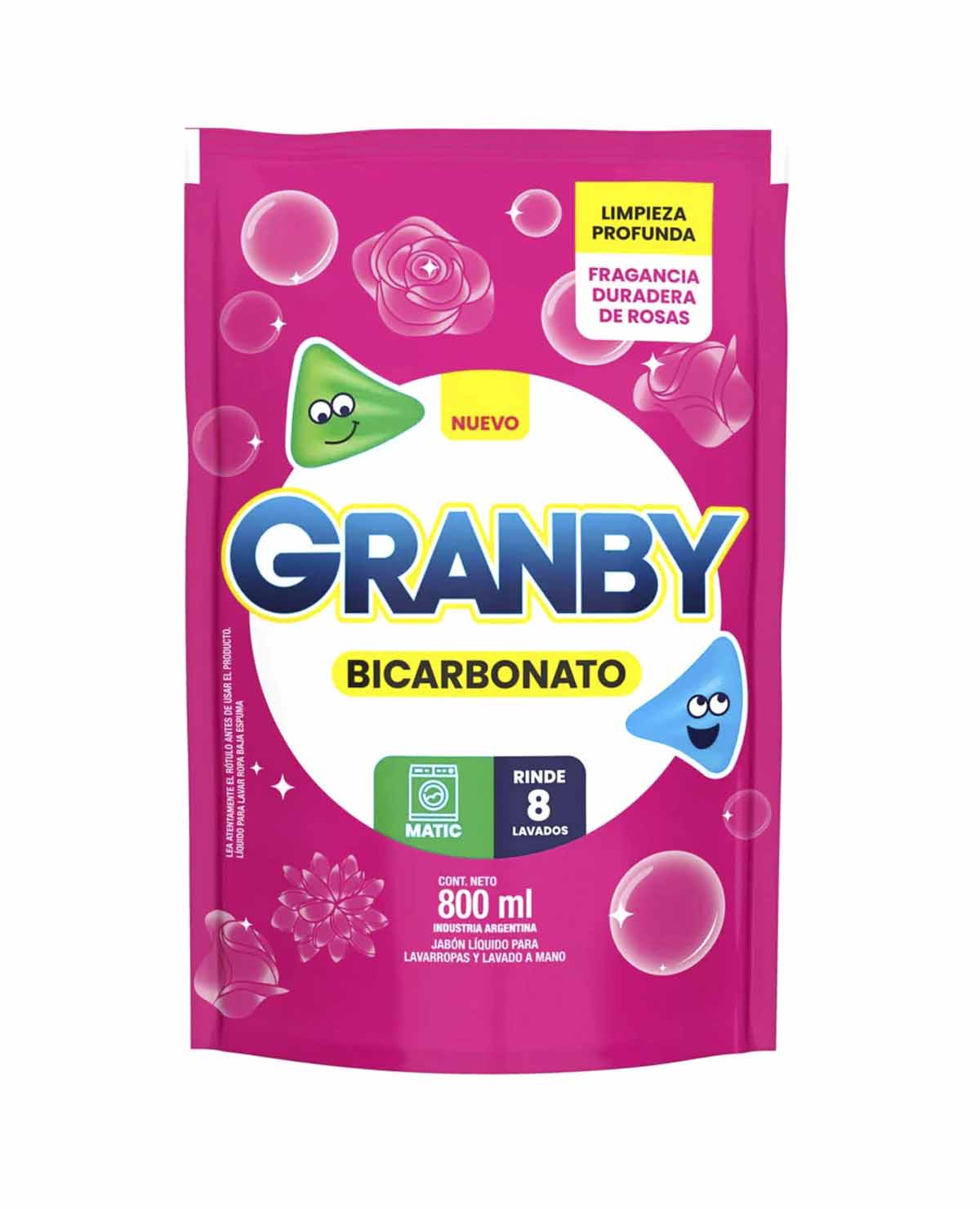 Jabón Liquido Granby Matic Bicarbonato Rosas x 800 Ml